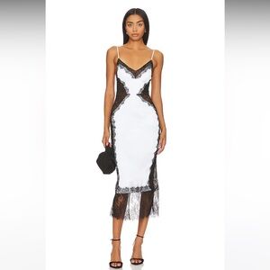 NBD Lilia Midi dress in black and white